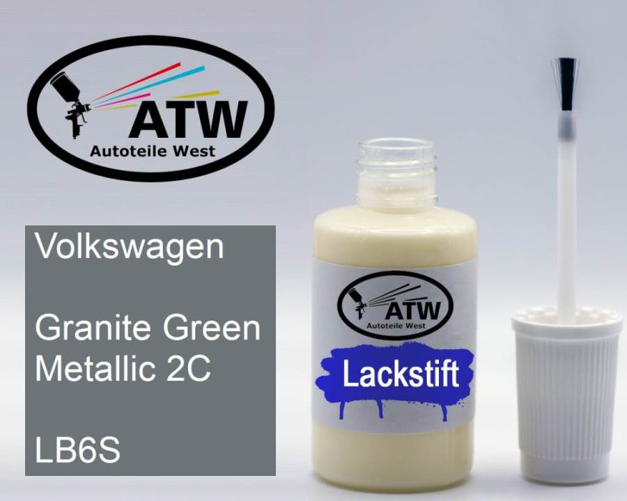 Volkswagen, Granite Green Metallic 2C, LB6S: 20ml Lackstift, von ATW Autoteile West.